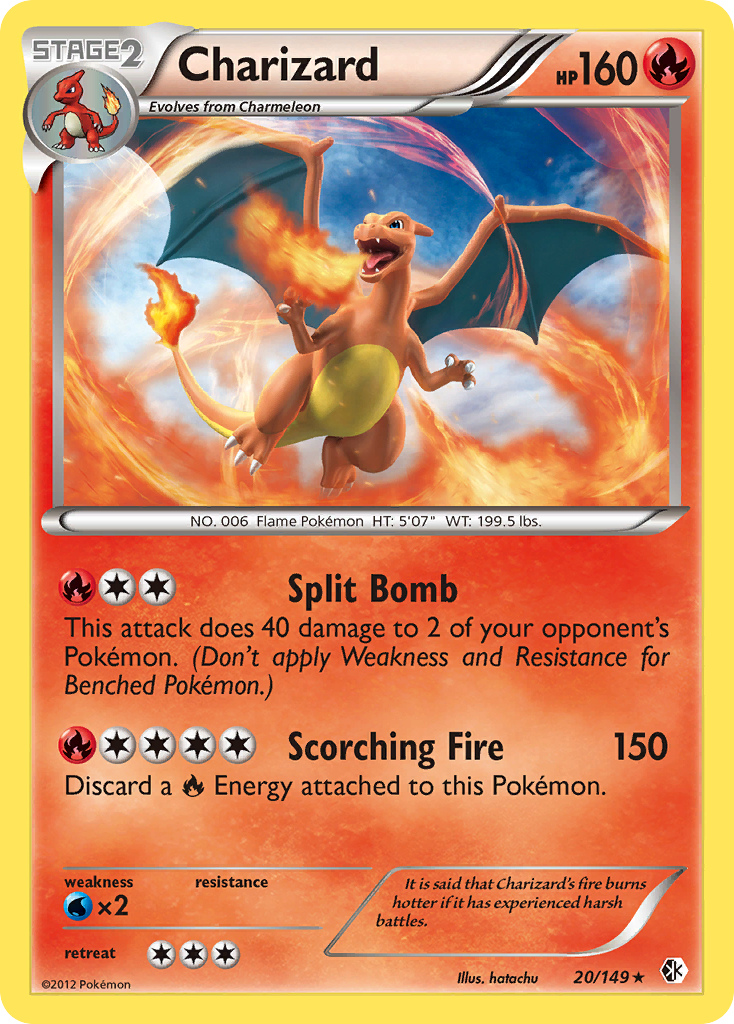 Charizard 20/149 Pokémon card from Boundaries Crossed (2012), English Rare Holo
