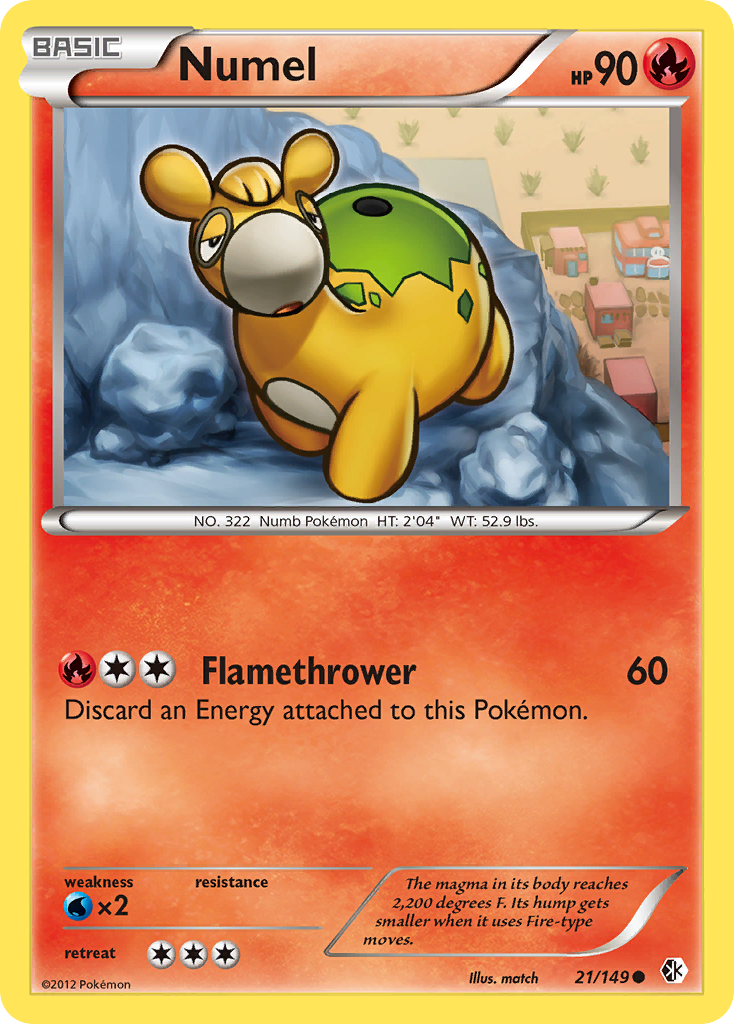 Numel 21/149 Pokémon card from Boundaries Crossed (2012), English Common