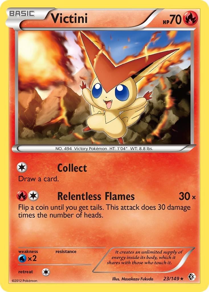 Victini 23/149 Pokémon card from Boundaries Crossed (2012), English Rare