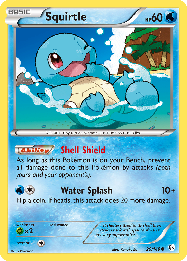 Squirtle 29/149 Pokémon card from Boundaries Crossed (2012), English Common