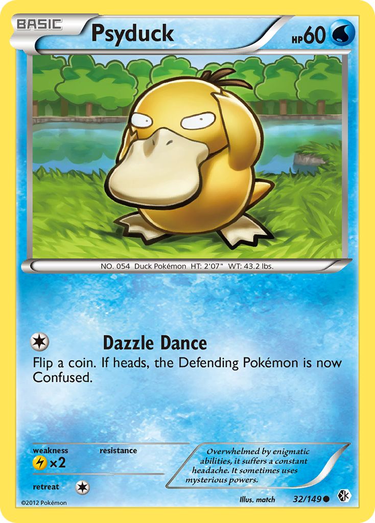Psyduck 32/149 Pokémon card from Boundaries Crossed (2012), English Common