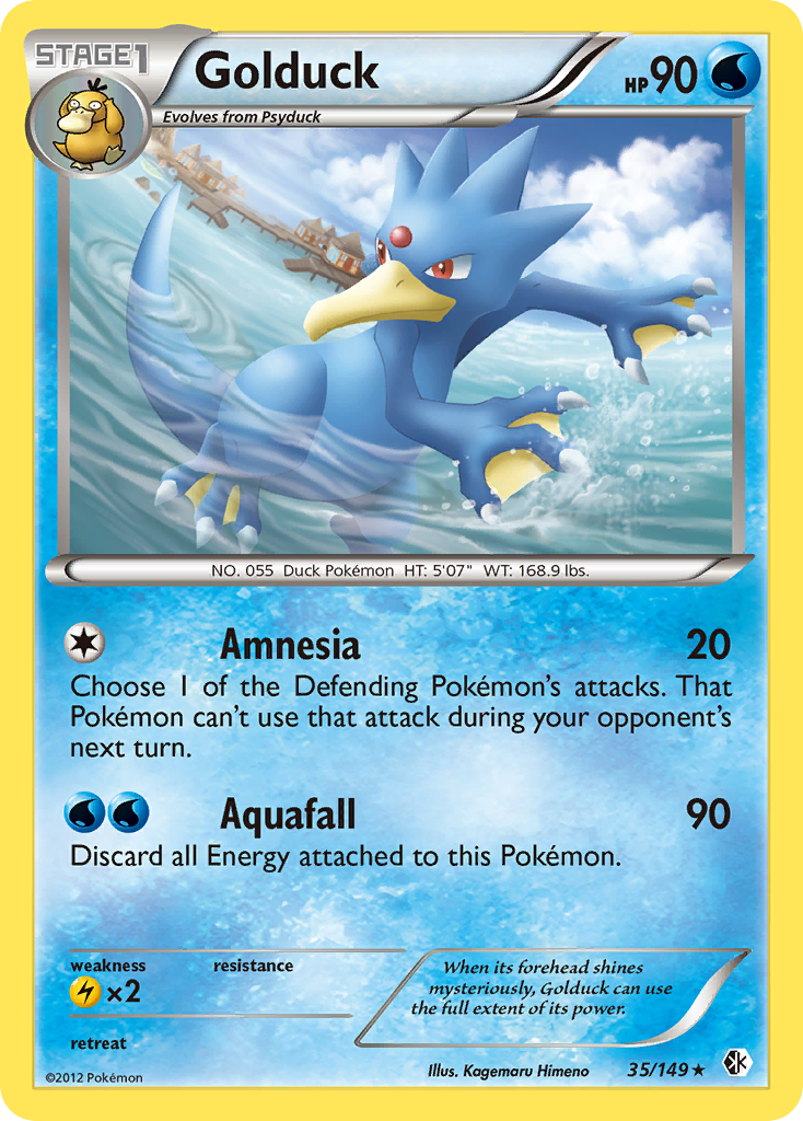 Golduck 35/149 Pokémon card from Boundaries Crossed (2012), English Rare