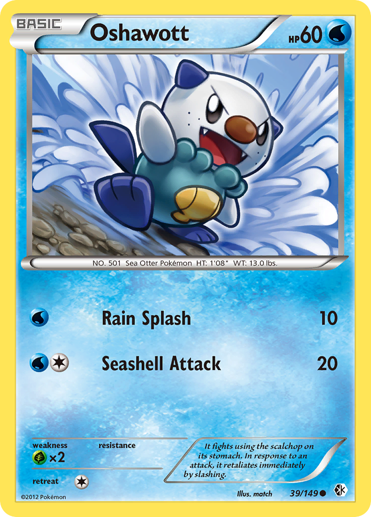 Oshawott 39/149 Pokémon card from Boundaries Crossed (2012), English Common
