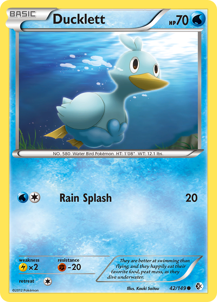 Ducklett 42/149 Pokémon card from Boundaries Crossed (2012), English Common