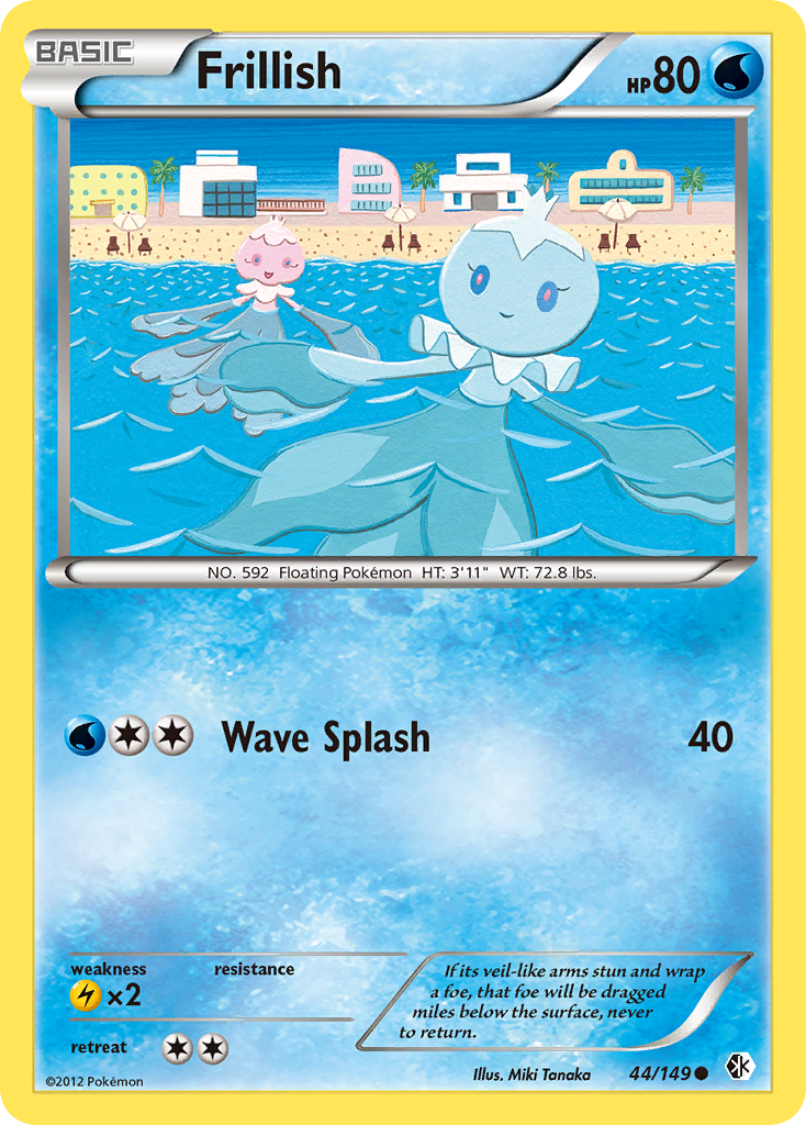 Frillish 44/149 Pokémon card from Boundaries Crossed (2012), English Common