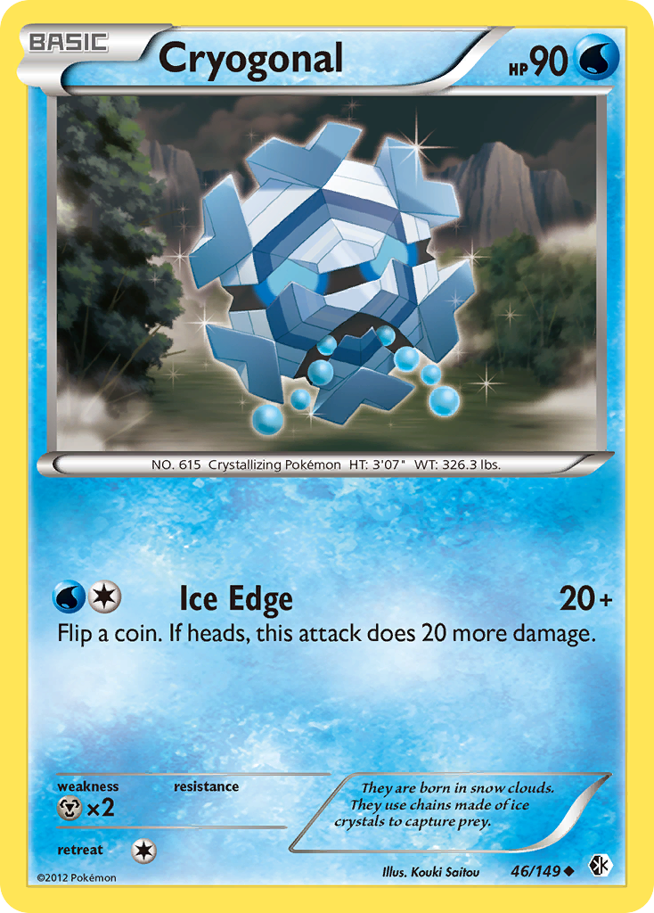 Cryogonal 46/149 Pokémon card from Boundaries Crossed (2012), English Uncommon