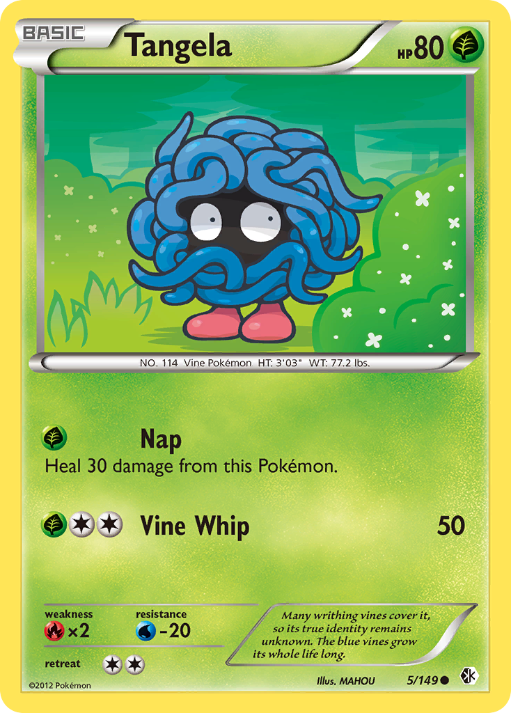 Tangela 5/149 Pokémon card from Boundaries Crossed (2012), English Common