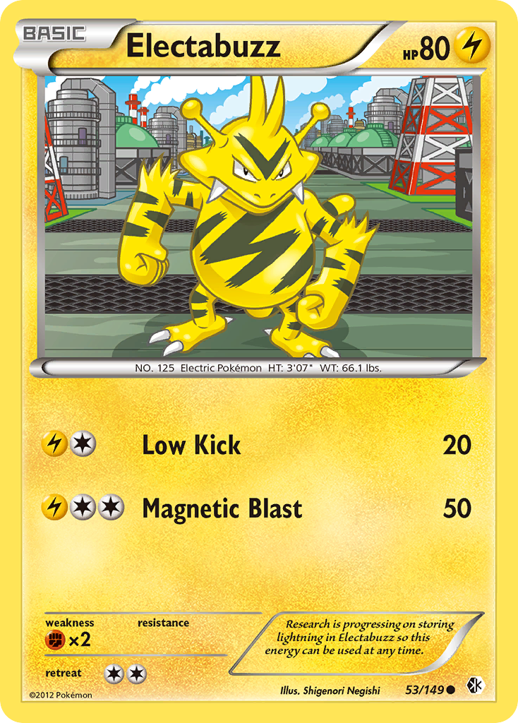 Electabuzz 53/149 Pokémon card from Boundaries Crossed (2012), English Common