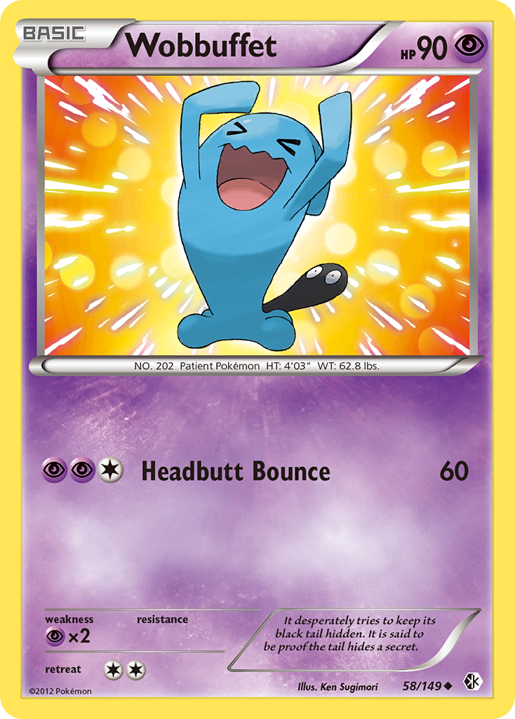 Wobbuffet 58/149 Pokémon card from Boundaries Crossed (2012), English Uncommon