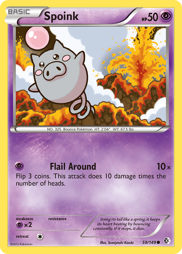 Spoink 59/149 Pokémon card from Boundaries Crossed (2012), English Common
