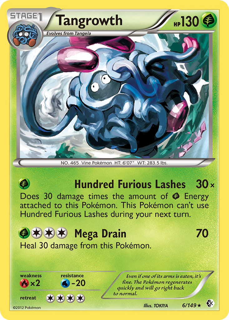 Tangrowth 6/149 Pokémon card from Boundaries Crossed (2012), English Rare Holo