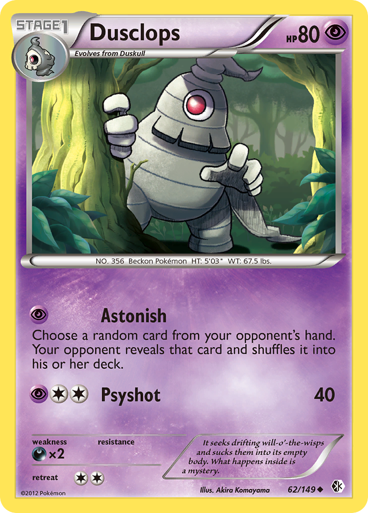 Dusclops 62/149 Pokémon card from Boundaries Crossed (2012), English Uncommon