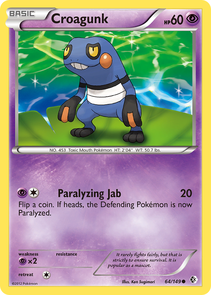 Croagunk 64/149 Pokémon card from Boundaries Crossed (2012), English Common