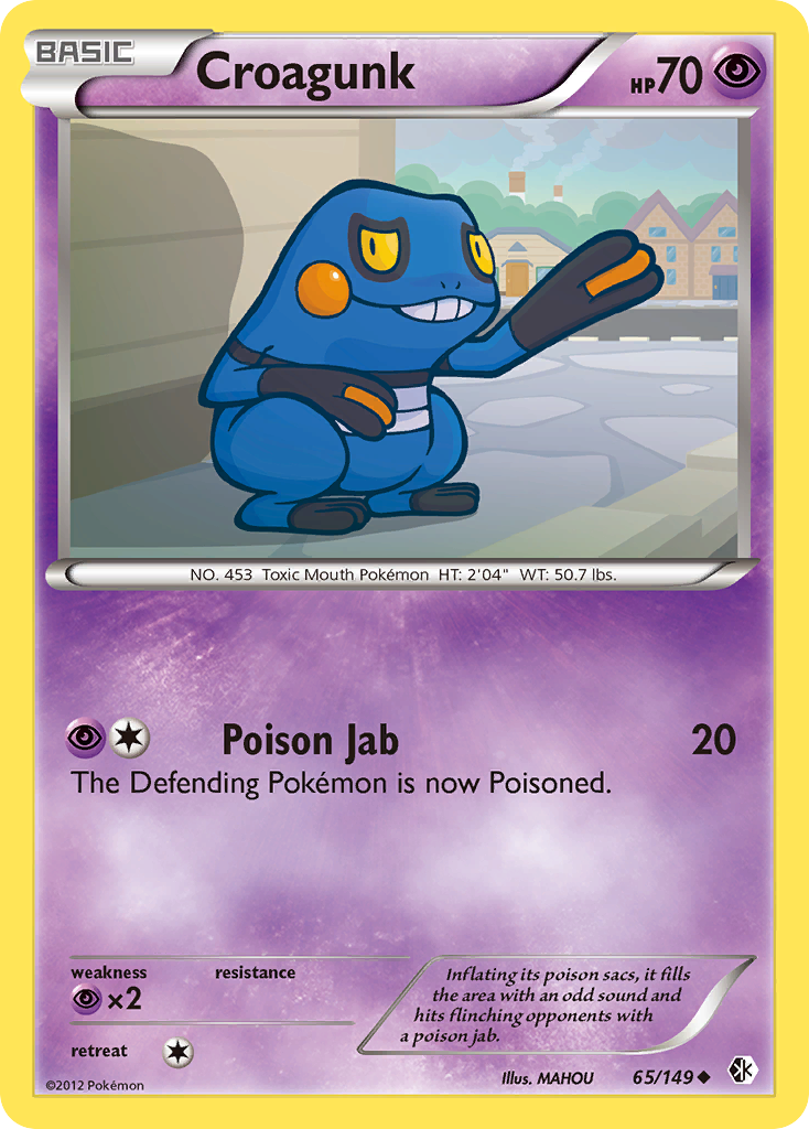 Croagunk 65/149 Pokémon card from Boundaries Crossed (2012), English Uncommon