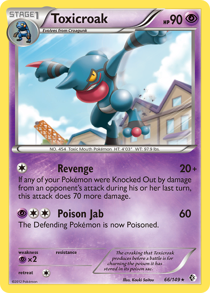 Toxicroak 66/149 Pokémon card from Boundaries Crossed (2012), English Rare