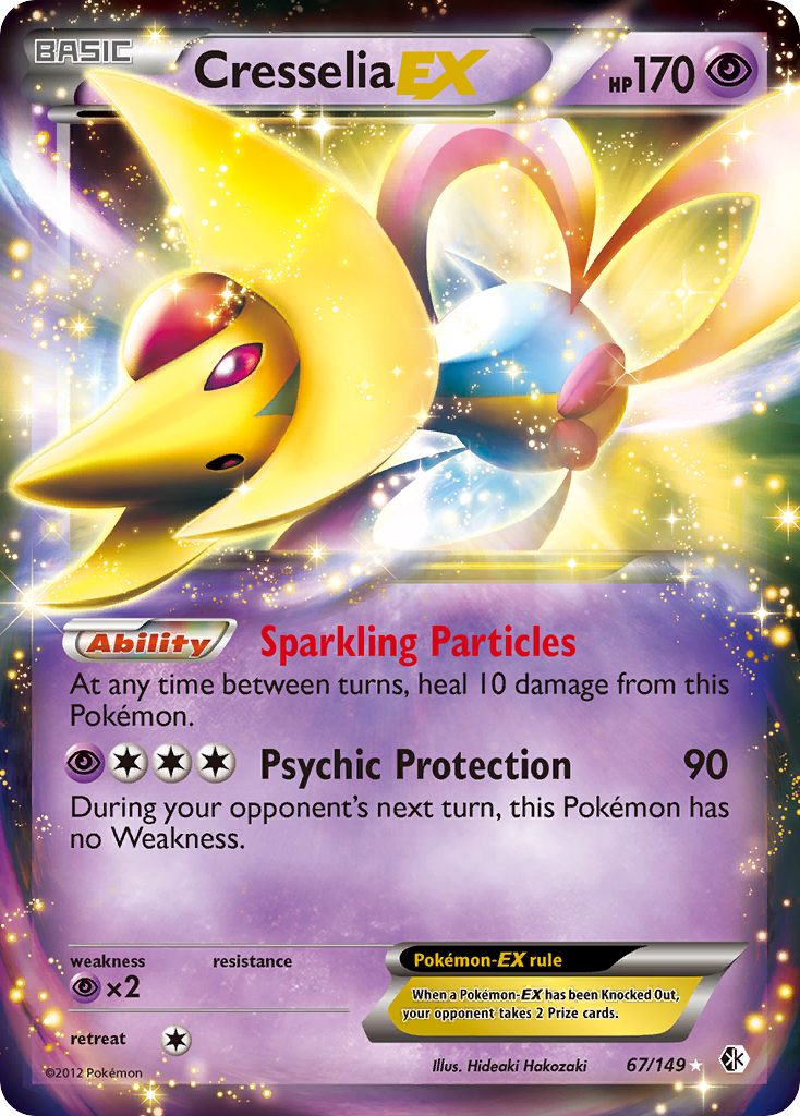 Cresselia-EX 67/149 Pokémon card from Boundaries Crossed (2012), English Rare Holo EX