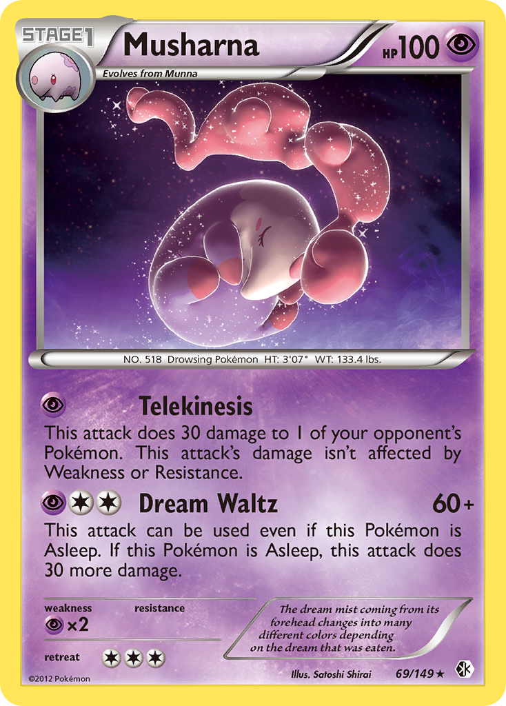 Musharna 69/149 Pokémon card from Boundaries Crossed (2012), English Rare