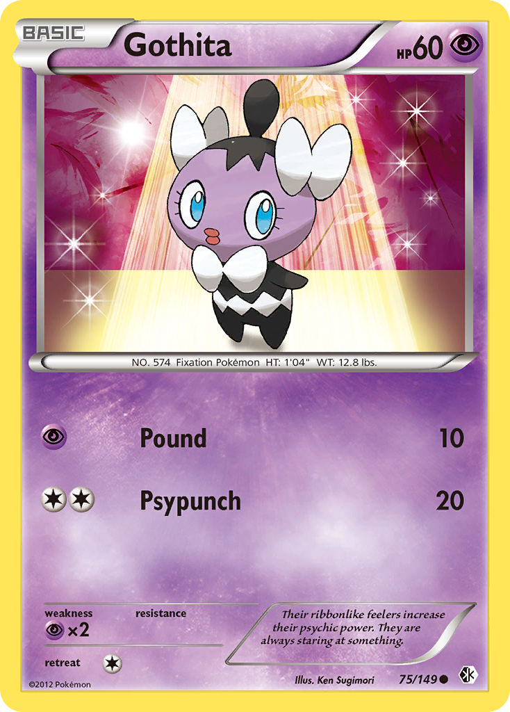 Gothita 75/149 Pokémon card from Boundaries Crossed (2012), English Common