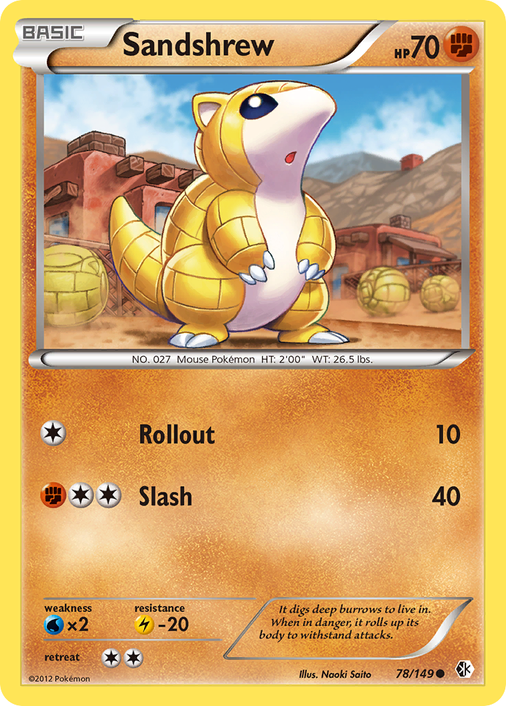 Sandshrew 78/149 Pokémon card from Boundaries Crossed (2012), English Common
