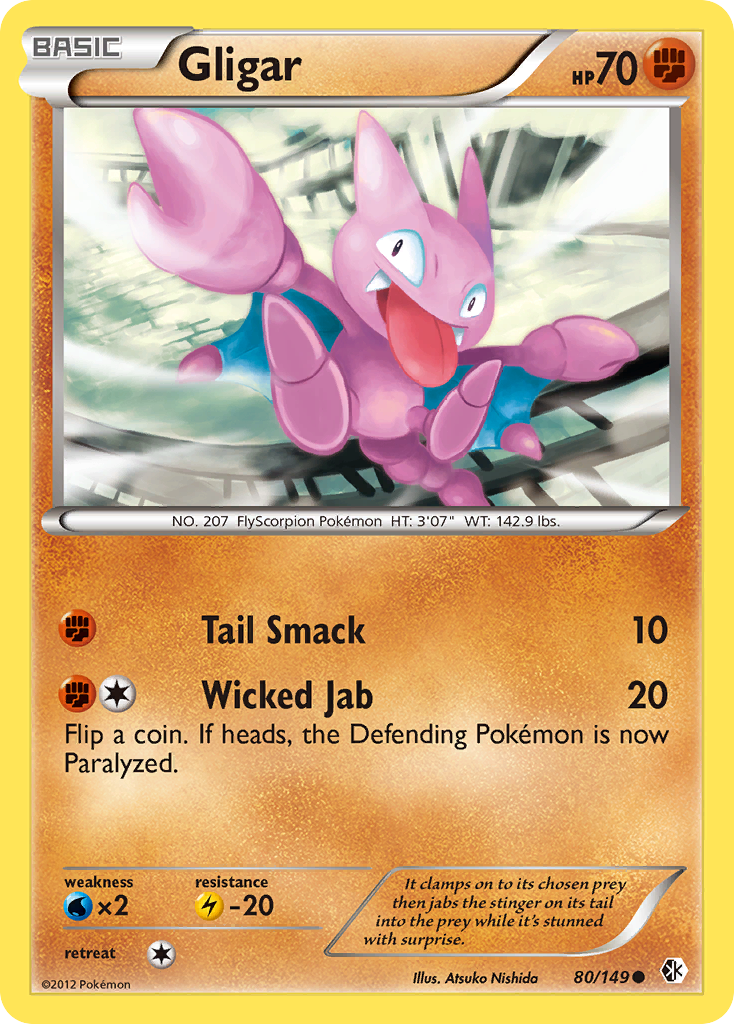 Gligar 80/149 Pokémon card from Boundaries Crossed (2012), English Common