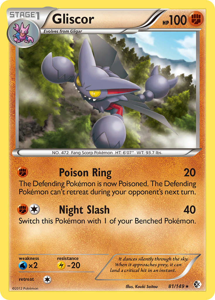 Gliscor 81/149 Pokémon card from Boundaries Crossed (2012), English Rare Holo