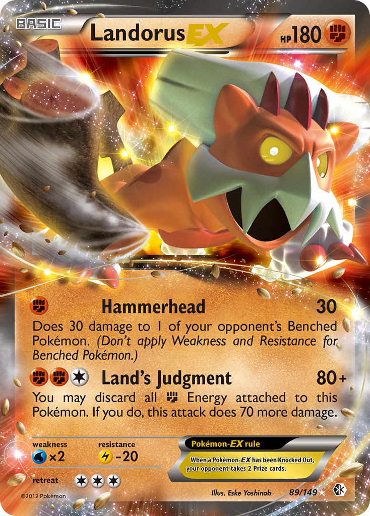 Landorus-EX 89/149 Pokémon card from Boundaries Crossed (2012), English Rare Holo EX