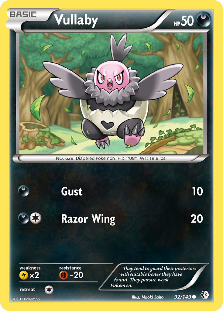 Vullaby 92/149 Pokémon card from Boundaries Crossed (2012), English Common