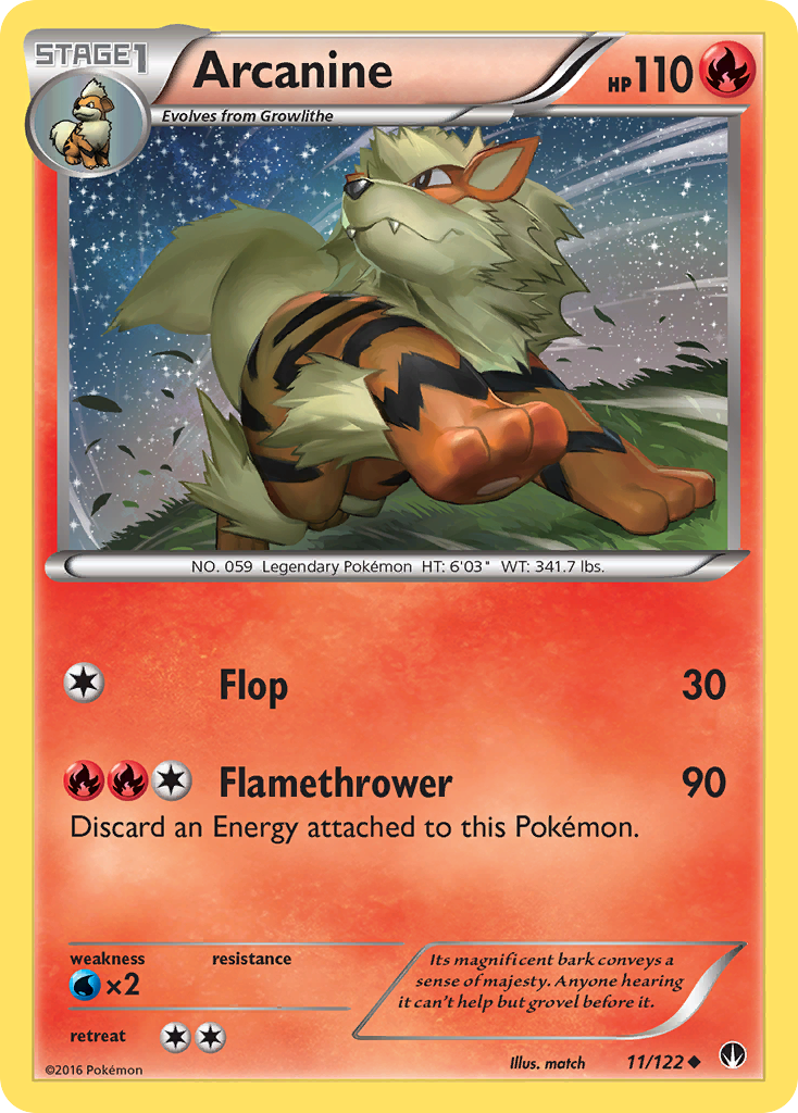 Arcanine 11/122 English Pokémon card from BREAKpoint (2016)