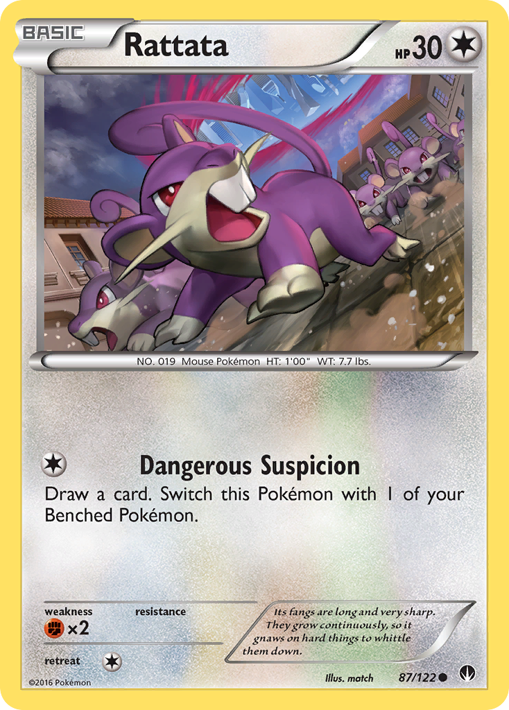 Rattata 87/122 English Pokémon card from BREAKpoint (2016)