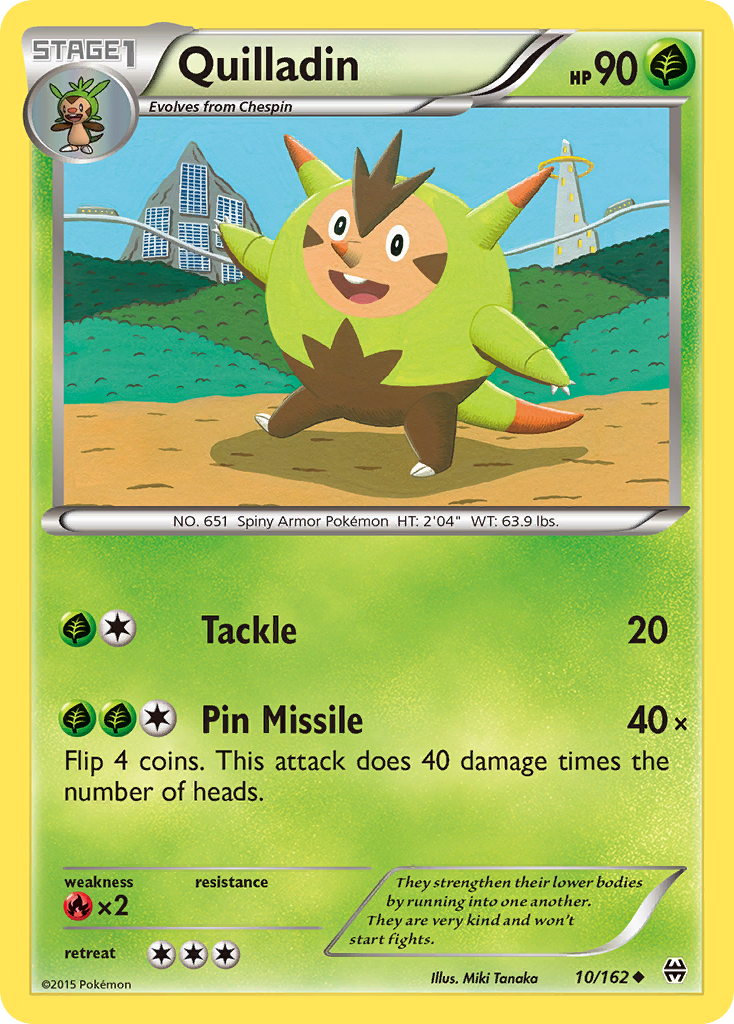 Quilladin 10/162 English Pokémon card from BREAKthrough (2015)