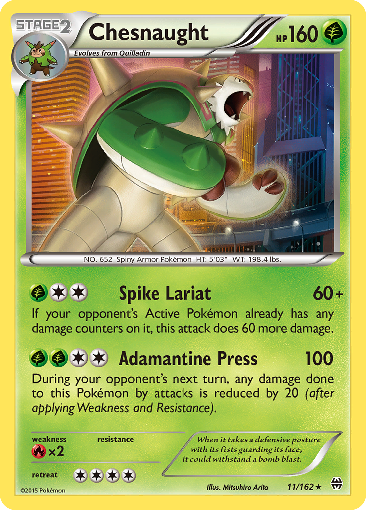 Chesnaught 11/162 English Pokémon card from BREAKthrough (2015)