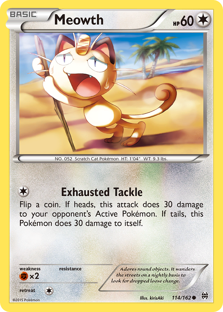 Meowth 114/162 English Pokémon card from BREAKthrough (2015)