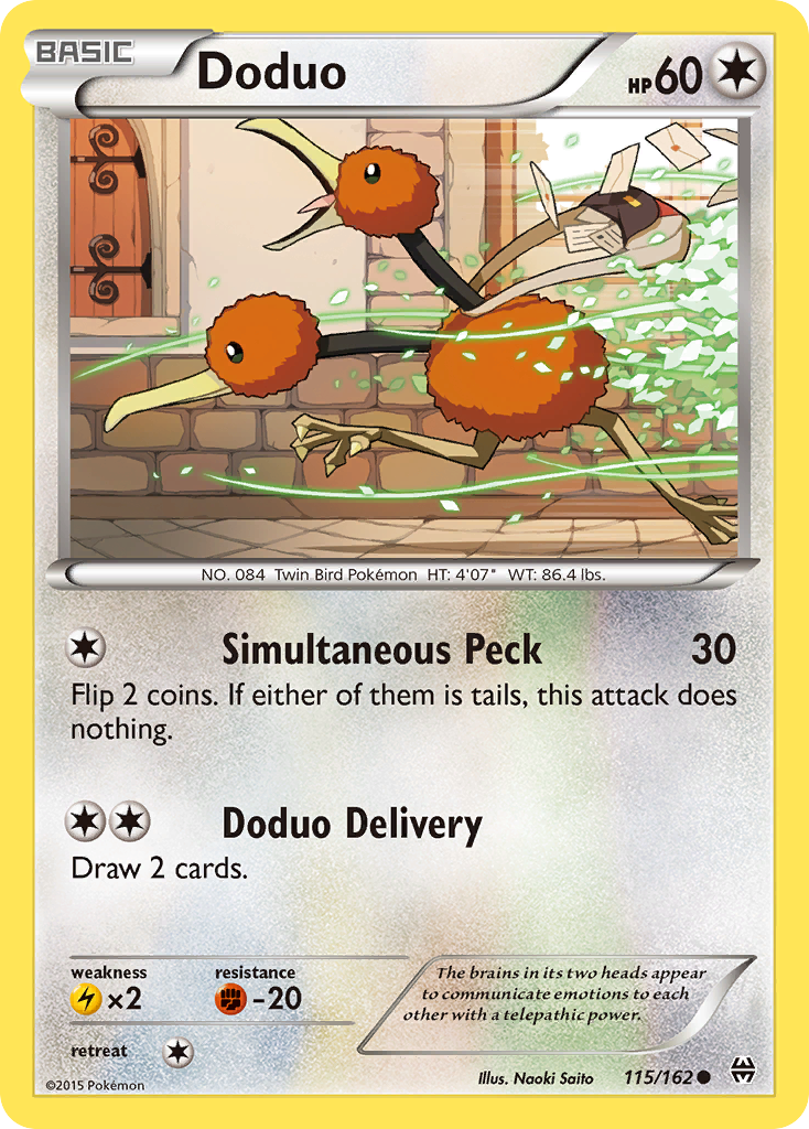 Doduo 115/162 English Pokémon card from BREAKthrough (2015)
