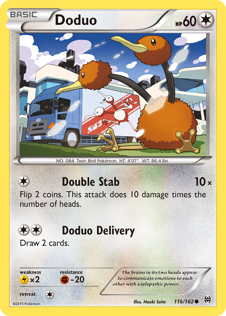 Doduo 116/162 English Pokémon card from BREAKthrough (2015)