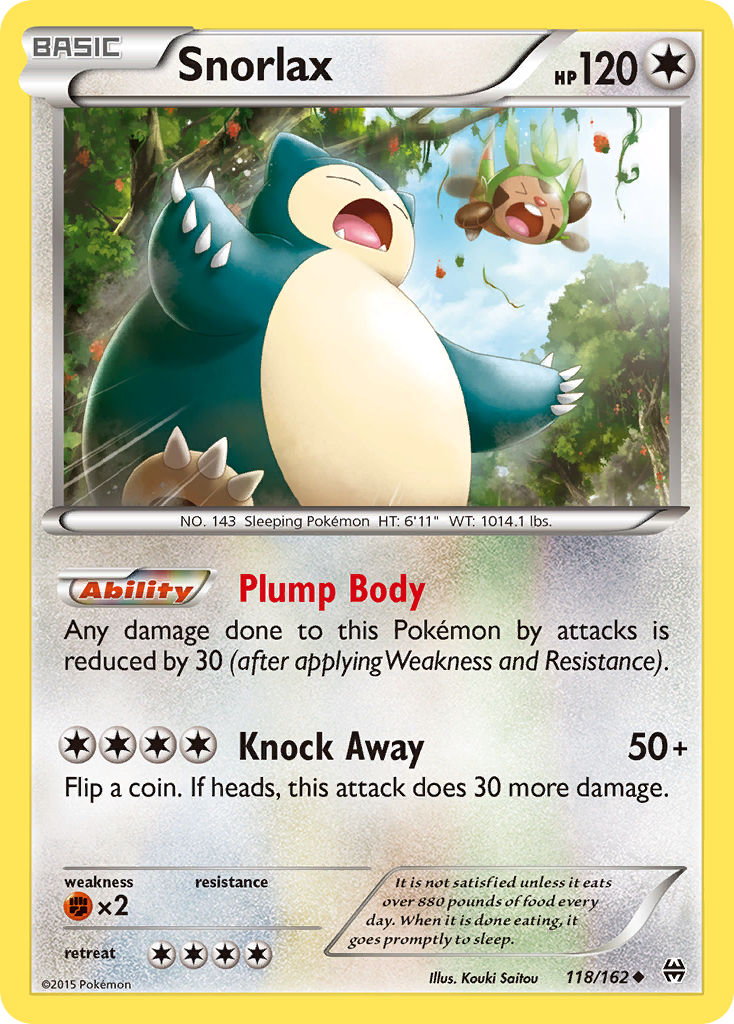Snorlax 118/162 English Pokémon card from BREAKthrough (2015)