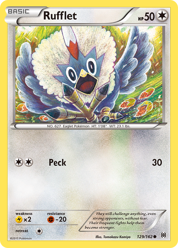 Rufflet 129/162 English Pokémon card from BREAKthrough (2015)