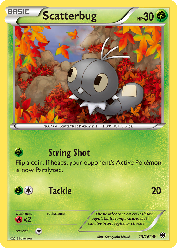 Scatterbug 13/162 English Pokémon card from BREAKthrough (2015)
