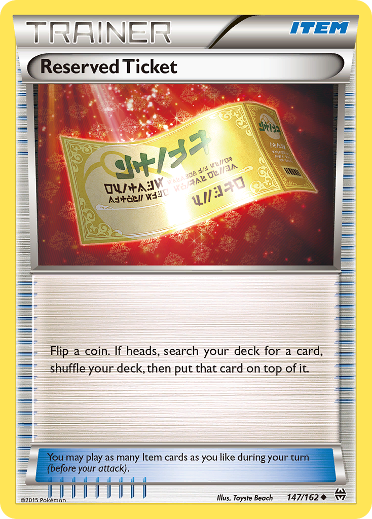 Reserved Ticket 147/162 English Pokémon card from BREAKthrough (2015)