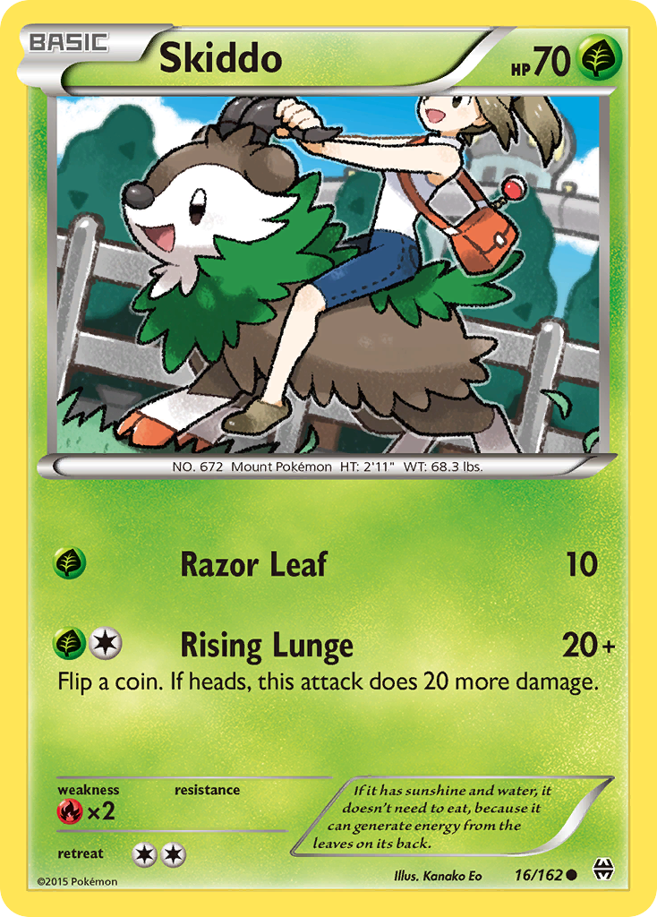 Skiddo 16/162 English Pokémon card from BREAKthrough (2015)