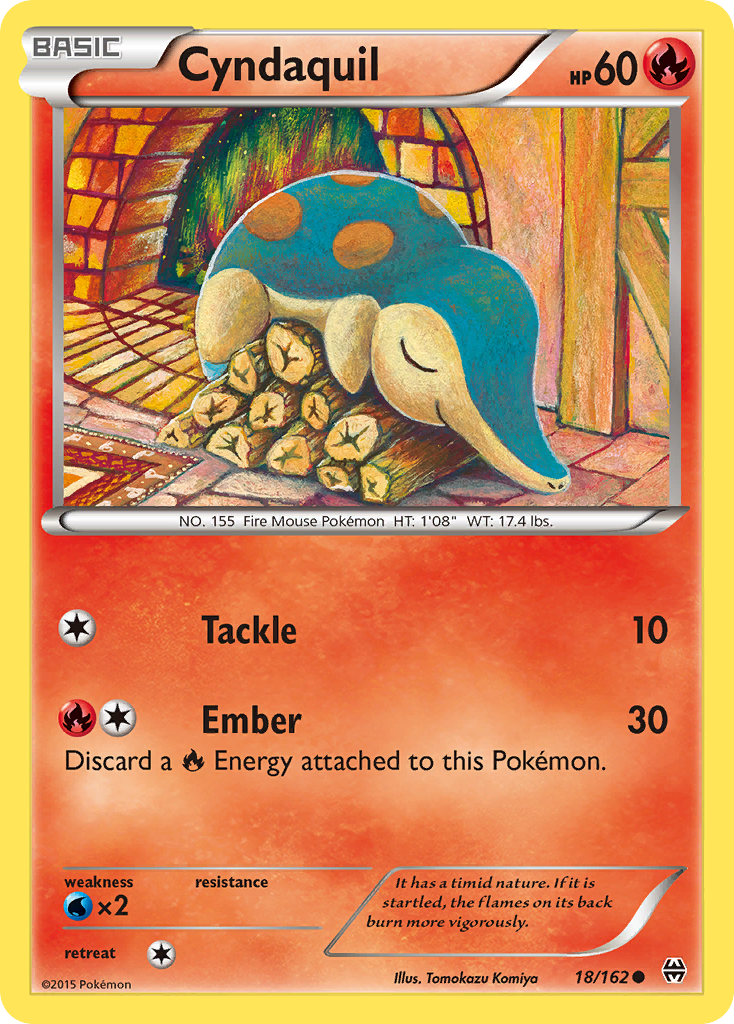 Cyndaquil 18/162 English Pokémon card from BREAKthrough (2015)