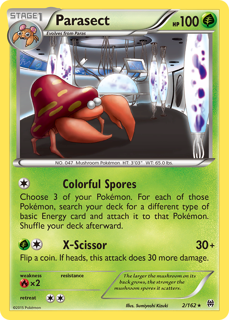Parasect 2/162 English Pokémon card from BREAKthrough (2015)