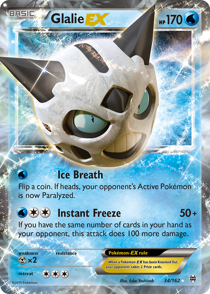 Glalie-EX 34/162 English Pokémon card from BREAKthrough (2015)