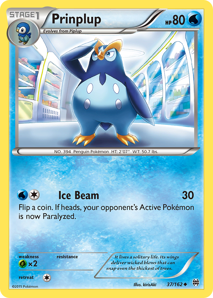 Prinplup 37/162 English Pokémon card from BREAKthrough (2015)