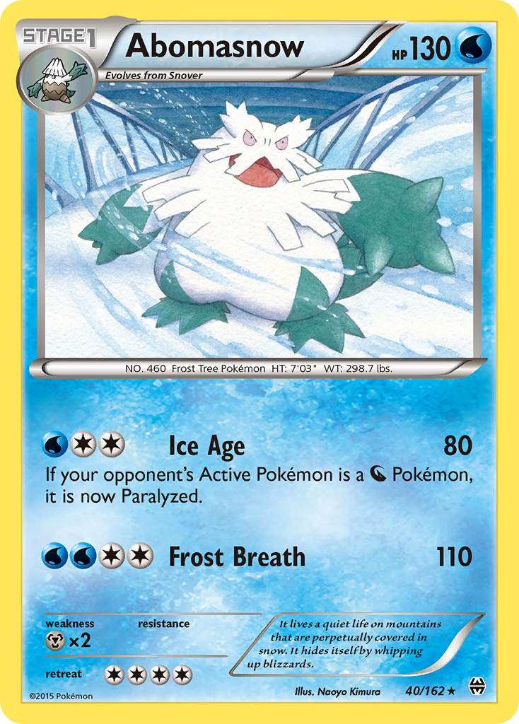 Abomasnow 40/162 English Pokémon card from BREAKthrough (2015)