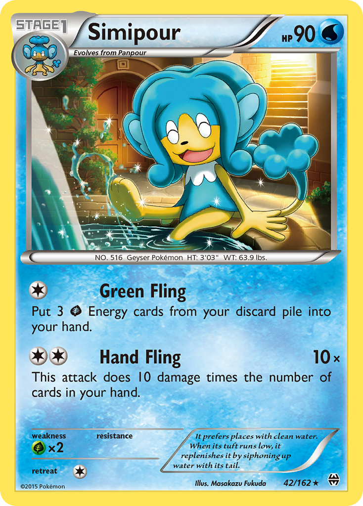 Simipour 42/162 English Pokémon card from BREAKthrough (2015)