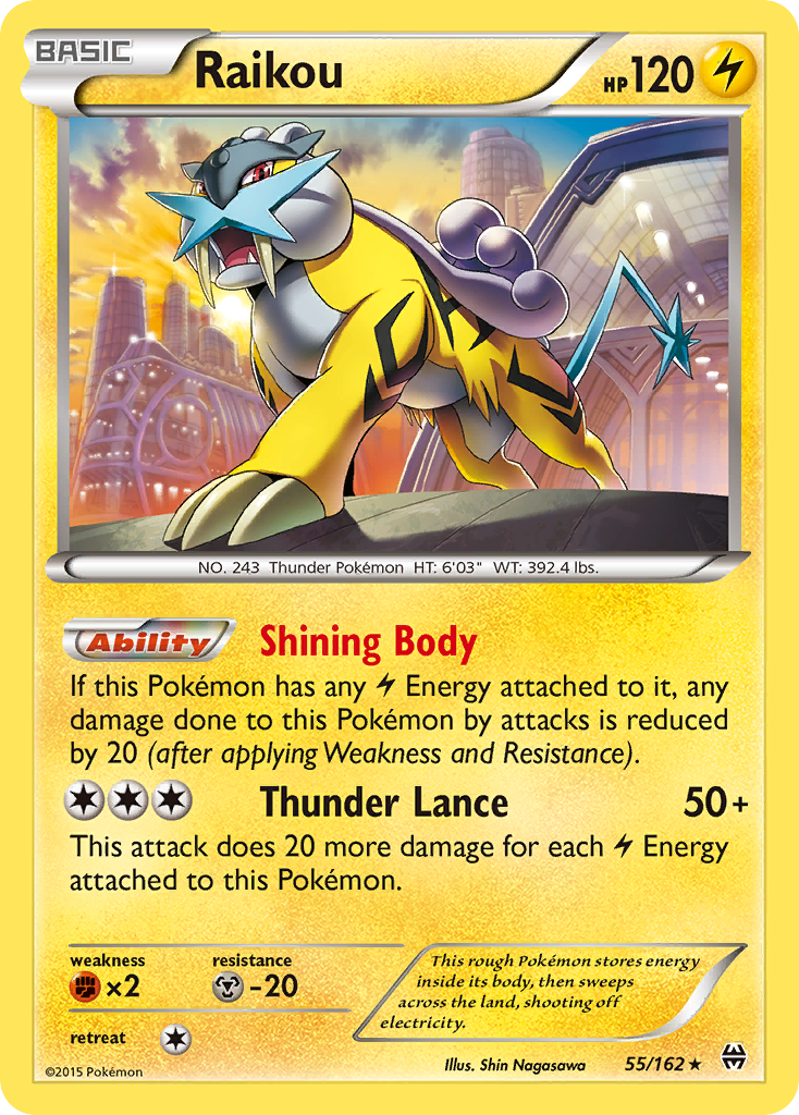 Raikou 55/162 English Pokémon card from BREAKthrough (2015)