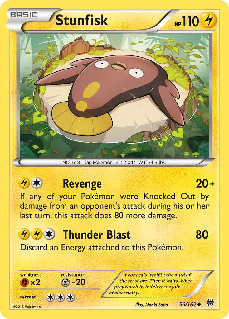 Stunfisk 56/162 English Pokémon card from BREAKthrough (2015)