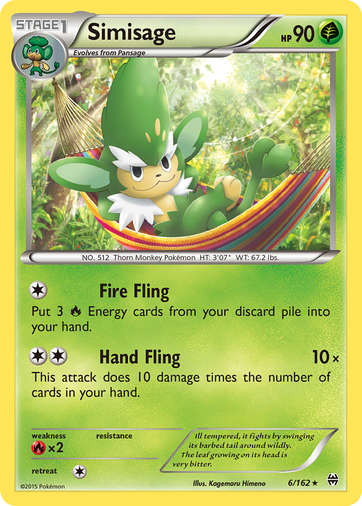 Simisage 6/162 English Pokémon card from BREAKthrough (2015)