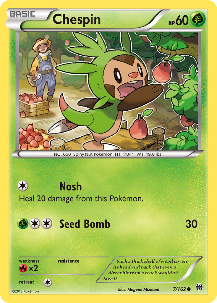 Chespin 7/162 English Pokémon card from BREAKthrough (2015)