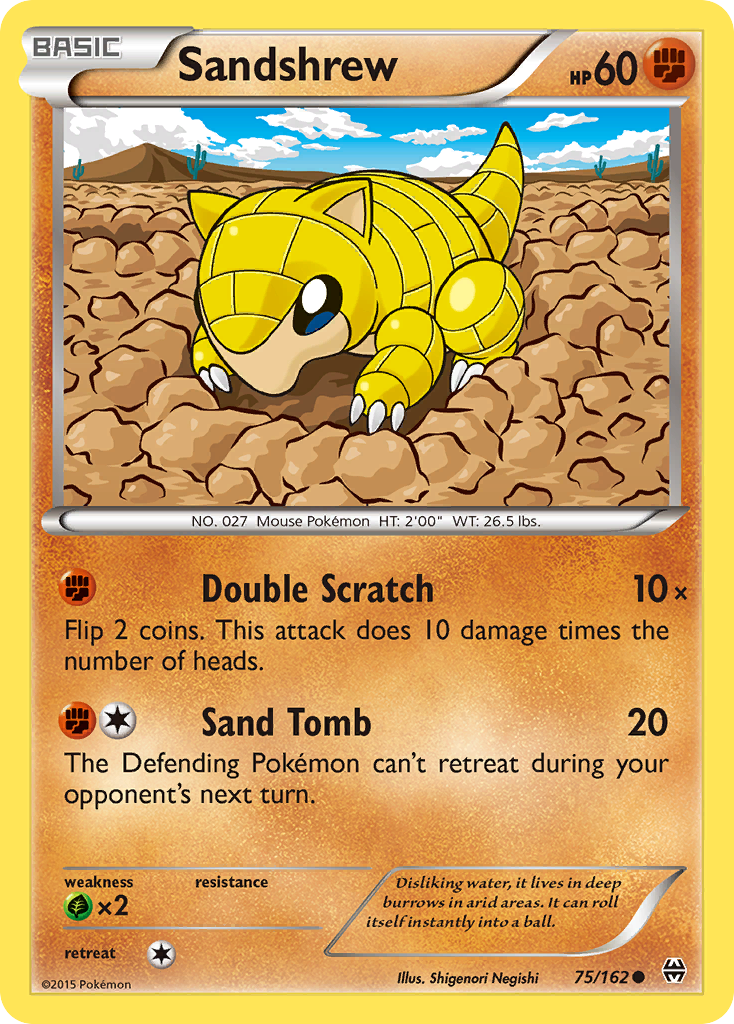 Sandshrew 75/162 English Pokémon card from BREAKthrough (2015)